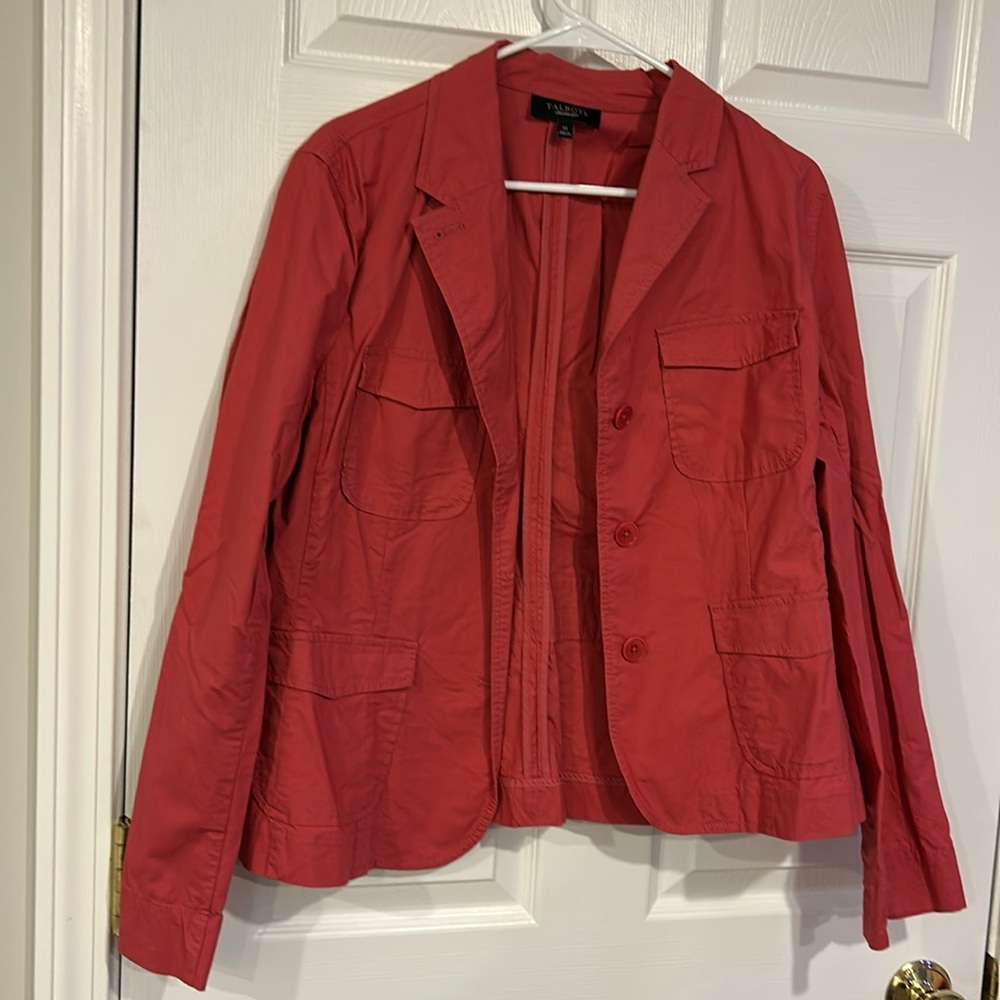 Size 14 Talbots cotton/spandex blazer, coral color in good condition